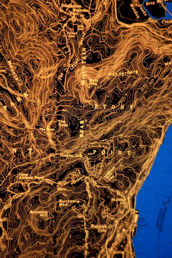 6x4-foot map of New York’s Hudson River Valley.