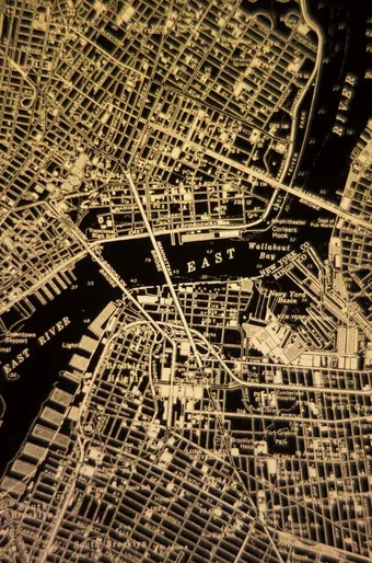 1970s-era illuminated topographic map of New York City.