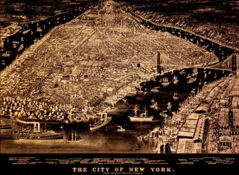 1883 illuminated map of Manhattan.